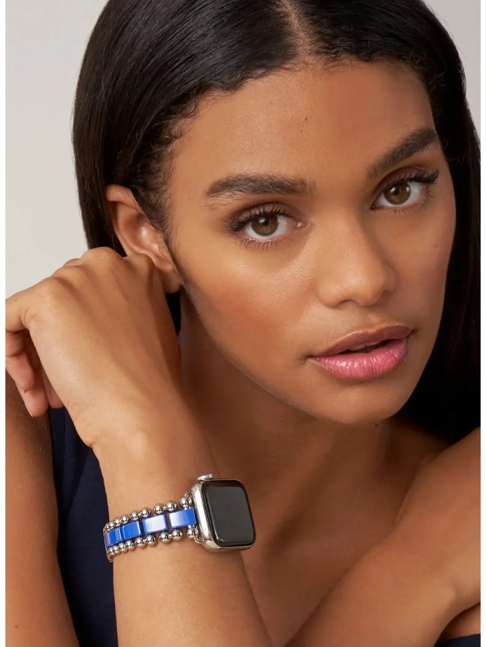 LAGOS Sterling Silver & Blue Ceramic Apple Watch Band